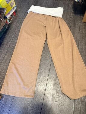 Flare leg fold over waist pants